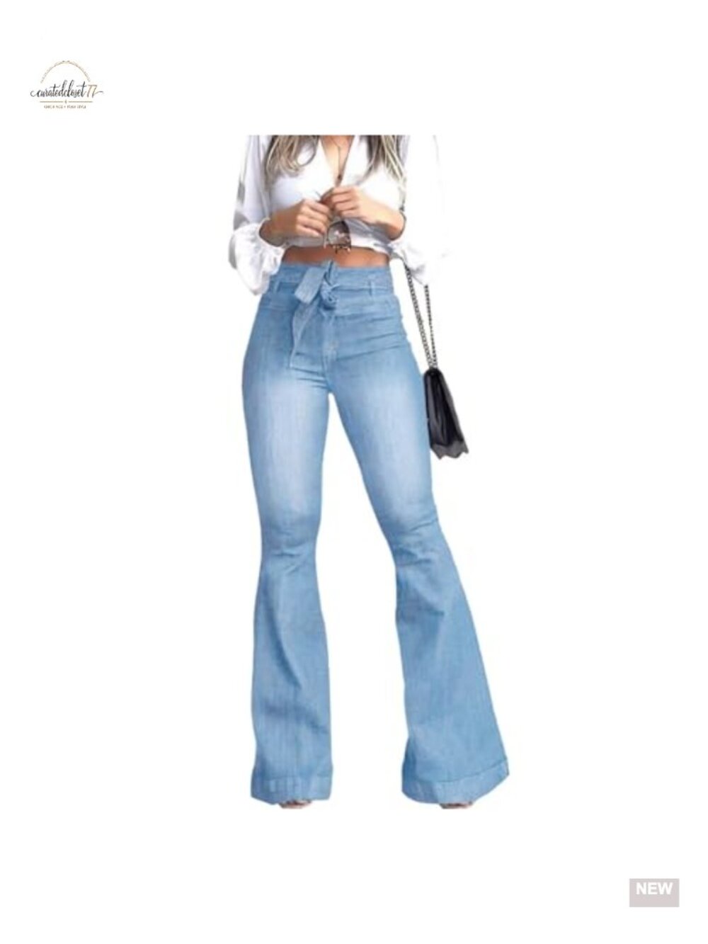 High Waisted Flare Bell Bottom Jeans Stretch Denim Butt Lifting Wide Leg